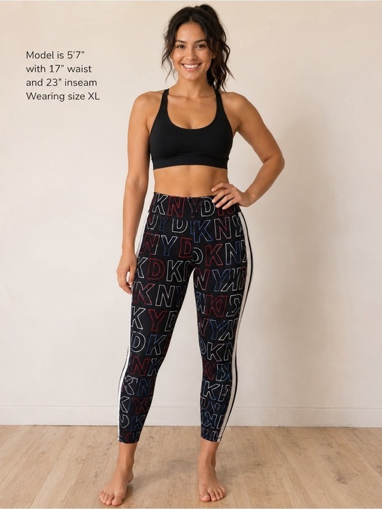 Dkny Pants - DKNY Sport Leggings XL High Rise Logo Print Side Stripe